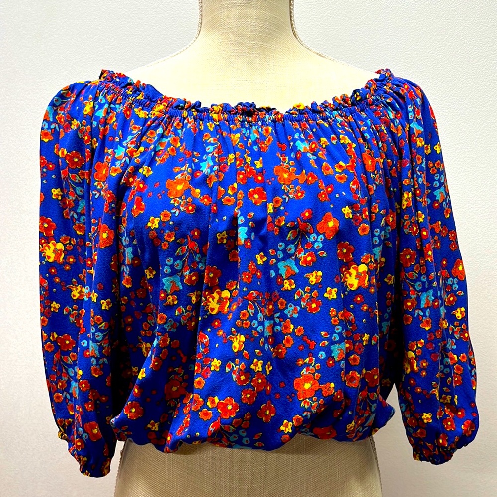 Forever 21 Floral Cropped Blouse Top Size Small